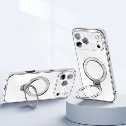 Electroplated Matte Fulcrum Magnetic Holder Phone Case, For iPhone 17 Pro Max, For iPhone 17 Pro, For iPhone 17, For iPhone 16 Pro Max