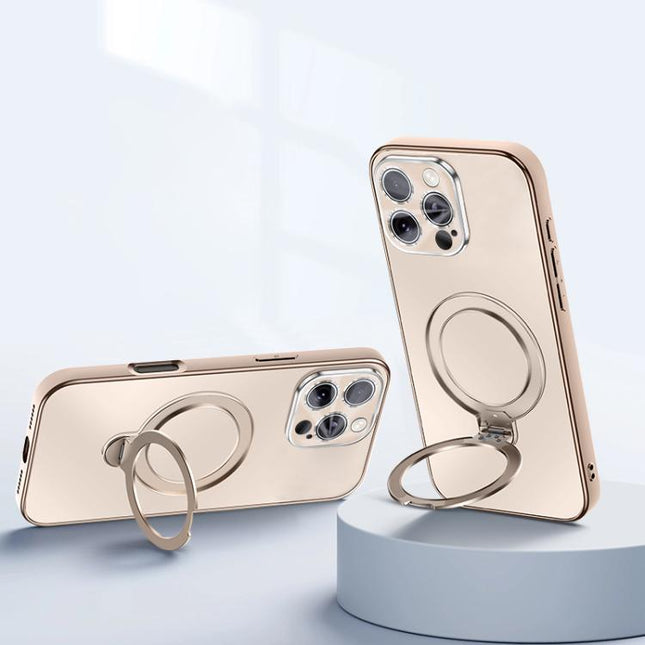 Electroplated Matte Fulcrum Magnetic Holder Phone Case, For iPhone 17 Pro Max, For iPhone 17 Pro, For iPhone 17, For iPhone 16 Pro Max