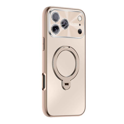 Electroplated Matte Fulcrum Magnetic Holder Phone Case, For iPhone 16 Pro, For iPhone 16, For iPhone 15 Pro Max, For iPhone 15 Pro