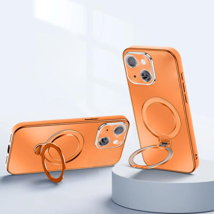 Electroplated Matte Fulcrum Magnetic Holder Phone Case, For iPhone 15, For iPhone 14, For iPhone 14 Pro, For iPhone 14 Pro Max