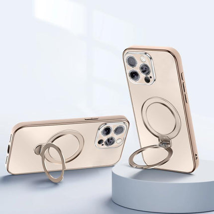 Electroplated Matte Fulcrum Magnetic Holder Phone Case, For iPhone 15, For iPhone 14, For iPhone 14 Pro, For iPhone 14 Pro Max