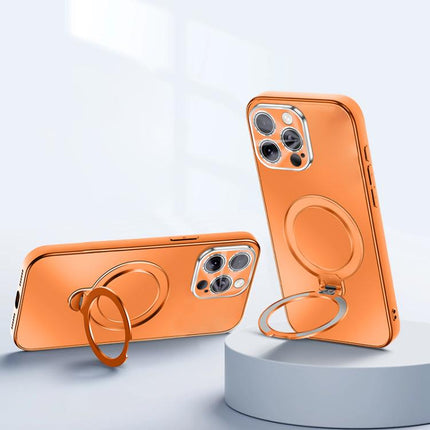 Electroplated Matte Fulcrum Magnetic Holder Phone Case, For iPhone 15, For iPhone 14, For iPhone 14 Pro, For iPhone 14 Pro Max