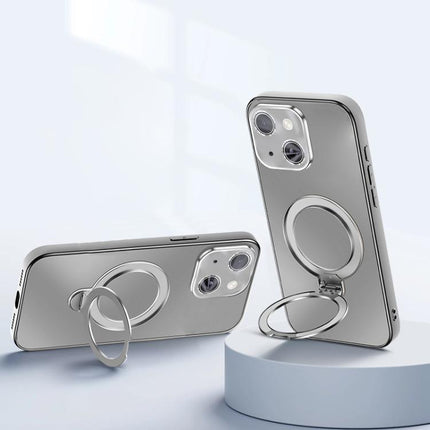 Electroplated Matte Fulcrum Magnetic Holder Phone Case, For iPhone 15, For iPhone 14, For iPhone 14 Pro, For iPhone 14 Pro Max