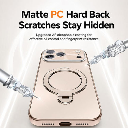 Electroplated Matte Fulcrum Magnetic Holder Phone Case, For iPhone 15, For iPhone 14, For iPhone 14 Pro, For iPhone 14 Pro Max