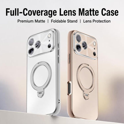 Electroplated Matte Fulcrum Magnetic Holder Phone Case, For iPhone 15, For iPhone 14, For iPhone 14 Pro, For iPhone 14 Pro Max