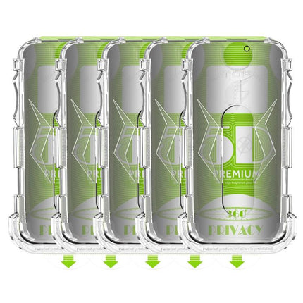 5pcs 5D Curved Easy Install Dust-proof Box 360 Privacy Tempered Glass Film, For iPhone 17e / 16e / 14 / 13 Pro, For iPhone 17 Pro Max, For iPhone 17 Pro, For iPhone 17 / 16 Pro, For iPhone Air, For iPhone 16 Pro Max, For iPhone 16 Plus / 15 Plus       ...