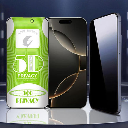 5pcs 5D Curved Easy Install Dust-proof Box 360 Privacy Tempered Glass Film with Lens Film, For iPhone 17e / 16e, For iPhone 17 Pro Max, For iPhone 17 Pro, For iPhone 17, For iPhone Air, For iPhone 16 Pro Max, For iPhone 16 Pro, For iPhone 16 Plus      ...