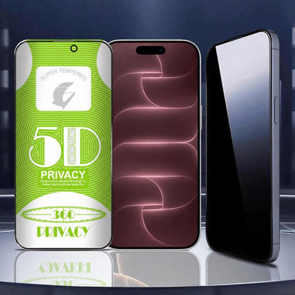 5pcs 5D Curved Easy Install Dust-proof Box 360 Privacy Tempered Glass Film with Lens Film, For iPhone 17e / 16e, For iPhone 17 Pro Max, For iPhone 17 Pro, For iPhone 17, For iPhone Air, For iPhone 16 Pro Max, For iPhone 16 Pro, For iPhone 16 Plus      ...