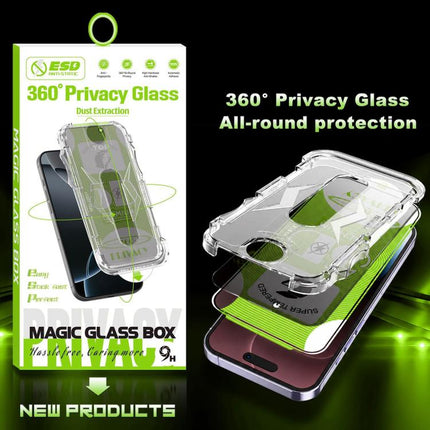 5pcs 5D Curved Easy Install Dust-proof Box 360 Privacy Tempered Glass Film with Lens Film, For iPhone 17e / 16e, For iPhone 17 Pro Max, For iPhone 17 Pro, For iPhone 17, For iPhone Air, For iPhone 16 Pro Max, For iPhone 16 Pro, For iPhone 16 Plus      ...