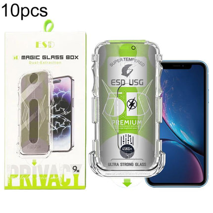 10pcs 5D Curved Easy Install Dust-proof Box Privacy Edge-to-Edge Tempered Glass Film, For iPhone 17e / 16e / 14 / 13 Pro, For iPhone 17 Pro Max, For iPhone 17 Pro, For iPhone 17 / 16 Pro, For iPhone Air, For iPhone 16 Pro Max, For iPhone 16 Plus / 15 P...