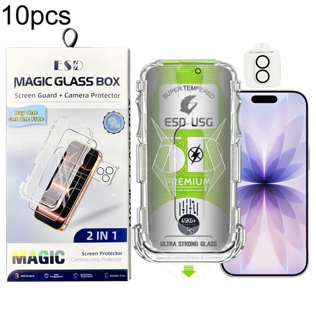 10pcs 5D Curved Easy Install Dust-proof Box Privacy Edge-to-Edge Tempered Glass Film with Lens Film, For iPhone 17e / 16e, For iPhone 17 Pro Max, For iPhone 17 Pro, For iPhone 17, For iPhone Air, For iPhone 16 Pro Max, For iPhone 16 Pro                ...