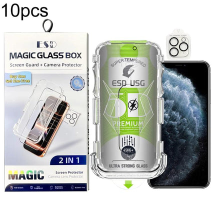 10pcs 5D Curved Easy Install Dust-proof Box Privacy Edge-to-Edge Tempered Glass Film with Lens Film, For iPhone 11 Pro, For iPhone X / XS, For iPhone XR, For iPhone XS Max