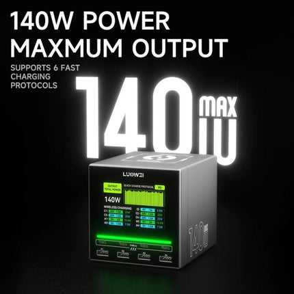 LUOWEI LW-U1 140W Raptor 8-Ports USB & Type-C Charger Station with Wireless Charging, US Plug, EU Plug