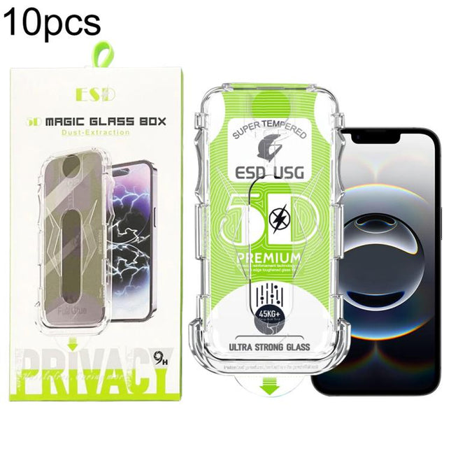 10pcs 5D Curved Easy Install Dust-proof Box Edge-to-Edge HD Tempered Glass Film, For iPhone 17e / 16e / 14 / 13 Pro, For iPhone 17 Pro Max, For iPhone 17 Pro, For iPhone 17 / 16 Pro, For iPhone Air, For iPhone 16 Pro Max, For iPhone 16 Plus / 15 Plus  ...