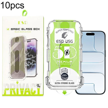 10pcs 5D Curved Easy Install Dust-proof Box Edge-to-Edge HD Tempered Glass Film, For iPhone 17e / 16e / 14 / 13 Pro, For iPhone 17 Pro Max, For iPhone 17 Pro, For iPhone 17 / 16 Pro, For iPhone Air, For iPhone 16 Pro Max, For iPhone 16 Plus / 15 Plus  ...