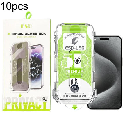 10pcs 5D Curved Easy Install Dust-proof Box Edge-to-Edge HD Tempered Glass Film, For iPhone 17e / 16e / 14 / 13 Pro, For iPhone 17 Pro Max, For iPhone 17 Pro, For iPhone 17 / 16 Pro, For iPhone Air, For iPhone 16 Pro Max, For iPhone 16 Plus / 15 Plus  ...