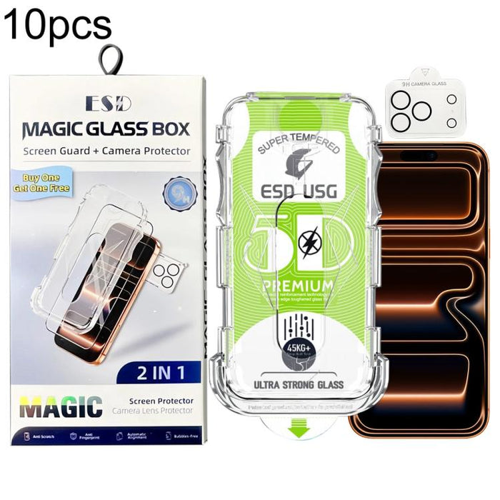 10pcs 5D Curved Easy Install Dust-proof Box Edge-to-Edge HD Tempered Glass Film with Lens Film, For iPhone 17e / 16e, For iPhone 17 Pro Max, For iPhone 17 Pro, For iPhone 17, For iPhone Air, For iPhone 16 Pro Max, For iPhone 16 Pro, For iPhone 16 Plus ...
