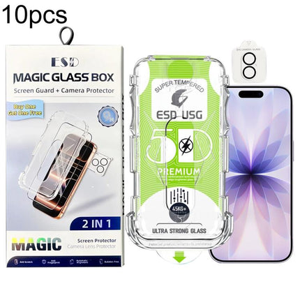 10pcs 5D Curved Easy Install Dust-proof Box Edge-to-Edge HD Tempered Glass Film with Lens Film, For iPhone 17e / 16e, For iPhone 17 Pro Max, For iPhone 17 Pro, For iPhone 17, For iPhone Air, For iPhone 16 Pro Max, For iPhone 16 Pro, For iPhone 16 Plus ...