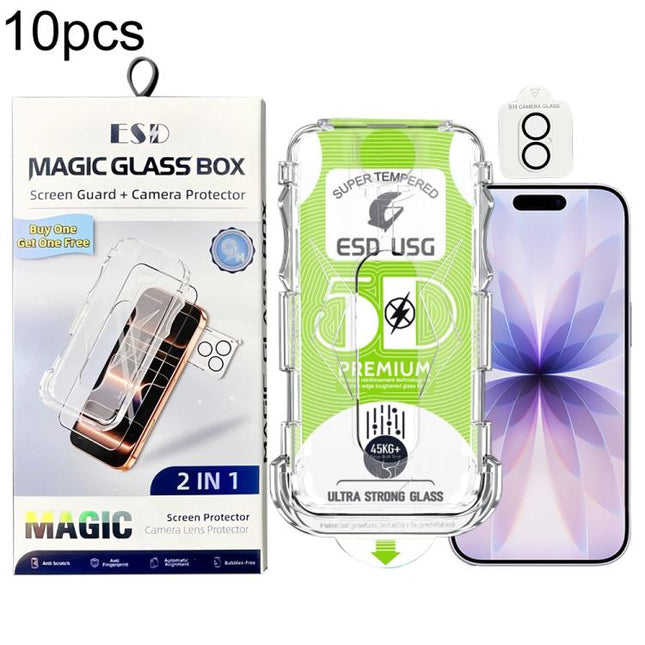 10pcs 5D Curved Easy Install Dust-proof Box Edge-to-Edge HD Tempered Glass Film with Lens Film, For iPhone 17e / 16e, For iPhone 17 Pro Max, For iPhone 17 Pro, For iPhone 17, For iPhone Air, For iPhone 16 Pro Max, For iPhone 16 Pro, For iPhone 16 Plus ...