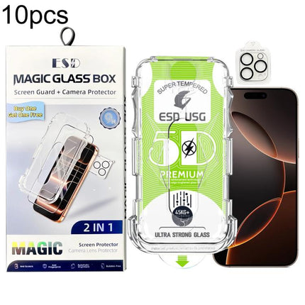 10pcs 5D Curved Easy Install Dust-proof Box Edge-to-Edge HD Tempered Glass Film with Lens Film, For iPhone 17e / 16e, For iPhone 17 Pro Max, For iPhone 17 Pro, For iPhone 17, For iPhone Air, For iPhone 16 Pro Max, For iPhone 16 Pro, For iPhone 16 Plus ...