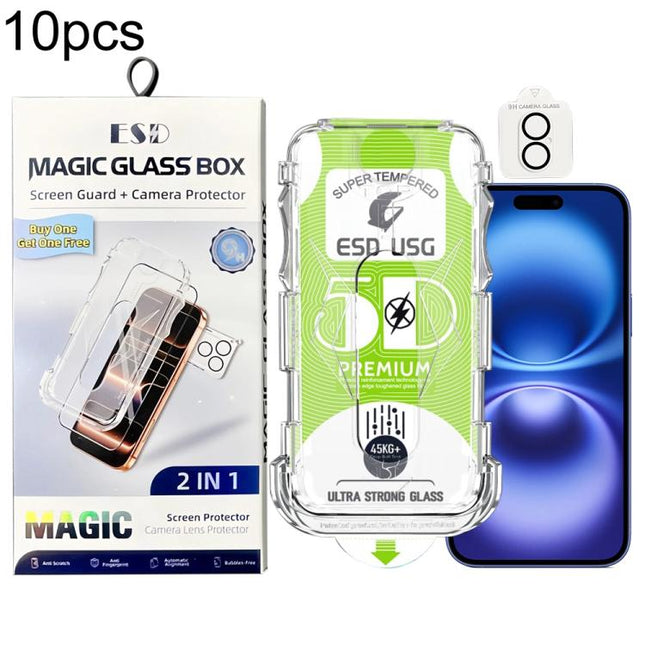 10pcs 5D Curved Easy Install Dust-proof Box Edge-to-Edge HD Tempered Glass Film with Lens Film, For iPhone 17e / 16e, For iPhone 17 Pro Max, For iPhone 17 Pro, For iPhone 17, For iPhone Air, For iPhone 16 Pro Max, For iPhone 16 Pro, For iPhone 16 Plus ...