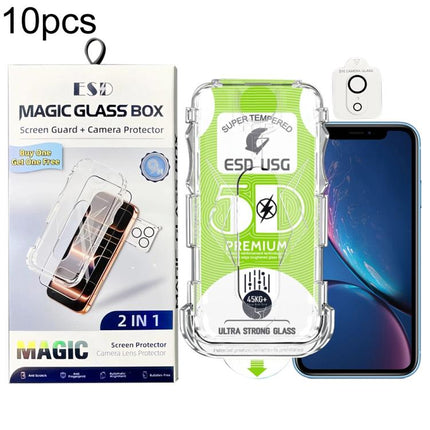 10pcs 5D Curved Easy Install Dust-proof Box Edge-to-Edge HD Tempered Glass Film with Lens Film, For iPhone 11 Pro, For iPhone X / XS, For iPhone XR, For iPhone XS Max