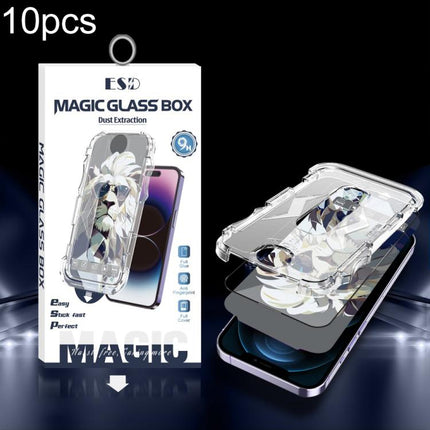 10pcs Easy Install Dust-proof Box HD Tempered Glass Film, For iPhone 17e / 16e / 14 / 13 Pro, For iPhone 17 Pro Max, For iPhone 17 Pro, For iPhone 17 / 16 Pro, For iPhone Air, For iPhone 16 Pro Max, For iPhone 16 Plus / 15 Plus, For iPhone 16 / 15     ...