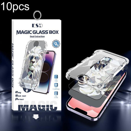 10pcs Easy Install Dust-proof Box HD Tempered Glass Film, For iPhone 17e / 16e / 14 / 13 Pro, For iPhone 17 Pro Max, For iPhone 17 Pro, For iPhone 17 / 16 Pro, For iPhone Air, For iPhone 16 Pro Max, For iPhone 16 Plus / 15 Plus, For iPhone 16 / 15     ...
