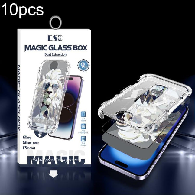 10pcs Easy Install Dust-proof Box HD Tempered Glass Film, For iPhone 17e / 16e / 14 / 13 Pro, For iPhone 17 Pro Max, For iPhone 17 Pro, For iPhone 17 / 16 Pro, For iPhone Air, For iPhone 16 Pro Max, For iPhone 16 Plus / 15 Plus, For iPhone 16 / 15     ...