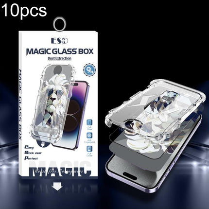 10pcs Easy Install Dust-proof Box HD Tempered Glass Film, For iPhone 17e / 16e / 14 / 13 Pro, For iPhone 17 Pro Max, For iPhone 17 Pro, For iPhone 17 / 16 Pro, For iPhone Air, For iPhone 16 Pro Max, For iPhone 16 Plus / 15 Plus, For iPhone 16 / 15     ...
