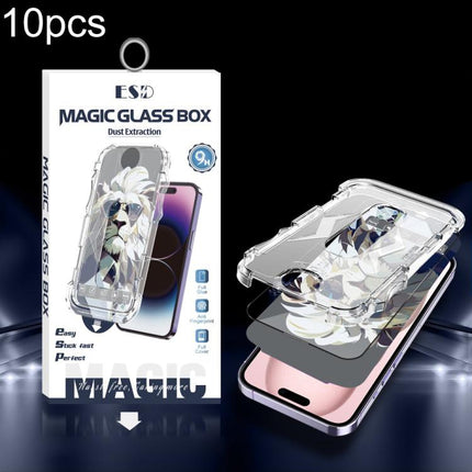 10pcs Easy Install Dust-proof Box HD Tempered Glass Film, For iPhone 17e / 16e / 14 / 13 Pro, For iPhone 17 Pro Max, For iPhone 17 Pro, For iPhone 17 / 16 Pro, For iPhone Air, For iPhone 16 Pro Max, For iPhone 16 Plus / 15 Plus, For iPhone 16 / 15     ...