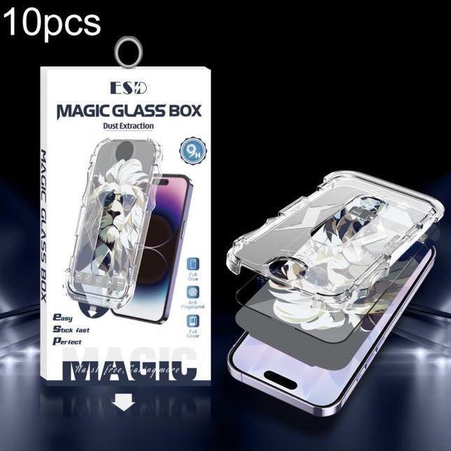 10pcs Easy Install Dust-proof Box HD Tempered Glass Film, For iPhone 17e / 16e / 14 / 13 Pro, For iPhone 17 Pro Max, For iPhone 17 Pro, For iPhone 17 / 16 Pro, For iPhone Air, For iPhone 16 Pro Max, For iPhone 16 Plus / 15 Plus, For iPhone 16 / 15     ...