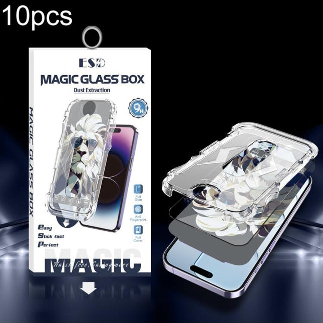 10pcs Easy Install Dust-proof Box HD Tempered Glass Film, For iPhone 17e / 16e / 14 / 13 Pro, For iPhone 17 Pro Max, For iPhone 17 Pro, For iPhone 17 / 16 Pro, For iPhone Air, For iPhone 16 Pro Max, For iPhone 16 Plus / 15 Plus, For iPhone 16 / 15     ...