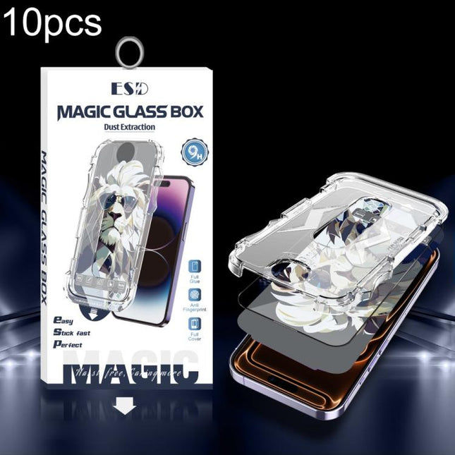 10pcs Easy Install Dust-proof Box HD Tempered Glass Film, For iPhone 17e / 16e / 14 / 13 Pro, For iPhone 17 Pro Max, For iPhone 17 Pro, For iPhone 17 / 16 Pro, For iPhone Air, For iPhone 16 Pro Max, For iPhone 16 Plus / 15 Plus, For iPhone 16 / 15     ...