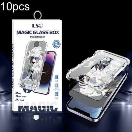 10pcs Easy Install Dust-proof Box HD Tempered Glass Film, For iPhone 17e / 16e / 14 / 13 Pro, For iPhone 17 Pro Max, For iPhone 17 Pro, For iPhone 17 / 16 Pro, For iPhone Air, For iPhone 16 Pro Max, For iPhone 16 Plus / 15 Plus, For iPhone 16 / 15     ...