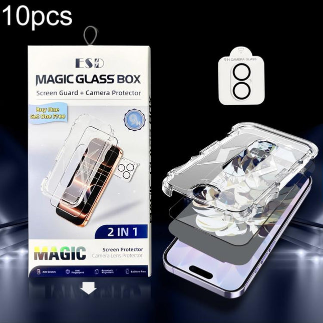 10pcs Easy Install Dust-proof Box HD Tempered Glass Film with Lens Film, For iPhone 17e / 16e, For iPhone 17 Pro Max, For iPhone 17 Pro, For iPhone 17, For iPhone Air, For iPhone 16 Pro Max, For iPhone 16 Pro, For iPhone 16 Plus, For iPhone 16         ...