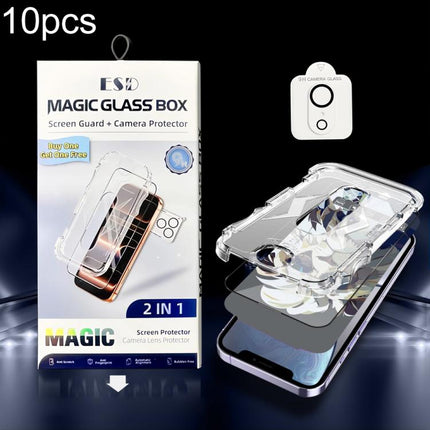 10pcs Easy Install Dust-proof Box HD Tempered Glass Film with Lens Film, For iPhone 11 Pro, For iPhone XS / X, For iPhone XR, For iPhone XS Max