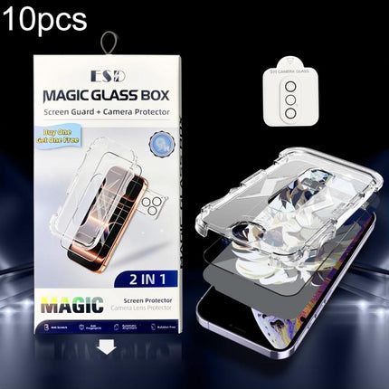10pcs Easy Install Dust-proof Box HD Tempered Glass Film with Lens Film, For iPhone 11 Pro, For iPhone XS / X, For iPhone XR, For iPhone XS Max