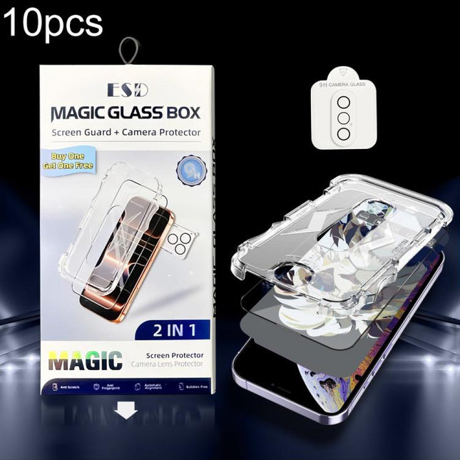 10pcs Easy Install Dust-proof Box HD Tempered Glass Film with Lens Film, For iPhone 11 Pro, For iPhone XS / X, For iPhone XR, For iPhone XS Max
