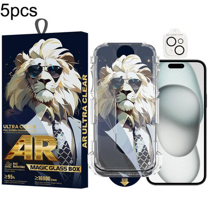 5pcs Sunglasses Lion Easy Install Dust-proof Box AR HD Tempered Glass Film with Lens Film, For iPhone 17e / 16e, For iPhone 17 Pro Max, For iPhone 17 Pro, For iPhone 17, For iPhone Air, For iPhone 16 Pro Max, For iPhone 16 Pro, For iPhone 16 Plus      ...
