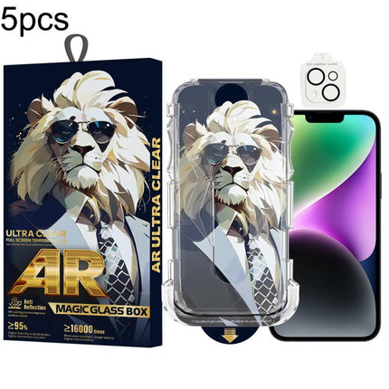 5pcs Sunglasses Lion Easy Install Dust-proof Box AR HD Tempered Glass Film with Lens Film, For iPhone 17e / 16e, For iPhone 17 Pro Max, For iPhone 17 Pro, For iPhone 17, For iPhone Air, For iPhone 16 Pro Max, For iPhone 16 Pro, For iPhone 16 Plus      ...