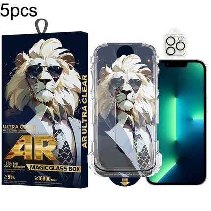 5pcs Sunglasses Lion Easy Install Dust-proof Box AR HD Tempered Glass Film with Lens Film, For iPhone 17e / 16e, For iPhone 17 Pro Max, For iPhone 17 Pro, For iPhone 17, For iPhone Air, For iPhone 16 Pro Max, For iPhone 16 Pro, For iPhone 16 Plus      ...