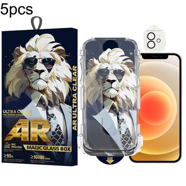 5pcs Sunglasses Lion Easy Install Dust-proof Box AR HD Tempered Glass Film with Lens Film, For iPhone 17e / 16e, For iPhone 17 Pro Max, For iPhone 17 Pro, For iPhone 17, For iPhone Air, For iPhone 16 Pro Max, For iPhone 16 Pro, For iPhone 16 Plus      ...