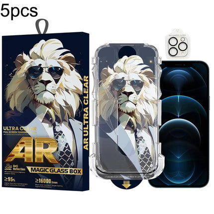 5pcs Sunglasses Lion Easy Install Dust-proof Box AR HD Tempered Glass Film with Lens Film, For iPhone 17e / 16e, For iPhone 17 Pro Max, For iPhone 17 Pro, For iPhone 17, For iPhone Air, For iPhone 16 Pro Max, For iPhone 16 Pro, For iPhone 16 Plus      ...