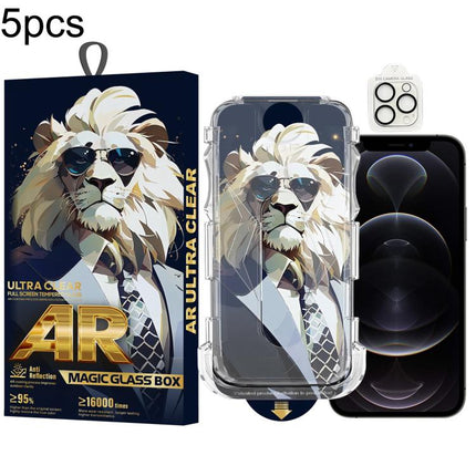 5pcs Sunglasses Lion Easy Install Dust-proof Box AR HD Tempered Glass Film with Lens Film, For iPhone 17e / 16e, For iPhone 17 Pro Max, For iPhone 17 Pro, For iPhone 17, For iPhone Air, For iPhone 16 Pro Max, For iPhone 16 Pro, For iPhone 16 Plus      ...