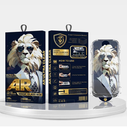 5pcs Sunglasses Lion Easy Install Dust-proof Box AR HD Tempered Glass Film with Lens Film, For iPhone 11 Pro, For iPhone X / XS, For iPhone XR, For iPhone XS Max