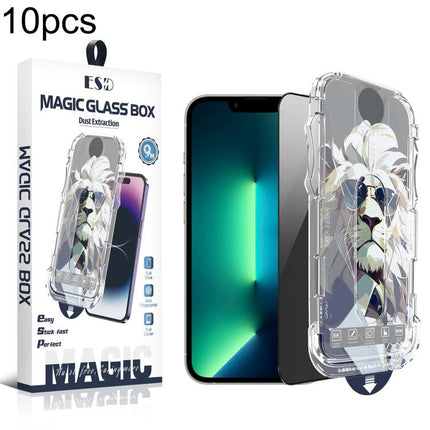 10pcs Easy Install Dust-proof Box Privacy Tempered Glass Film, For iPhone 17e / 16e / 14 / 13 Pro, For iPhone 17 Pro Max, For iPhone 17 Pro, For iPhone 17 / 16 Pro, For iPhone Air, For iPhone 16 Pro Max, For iPhone 16 Plus / 15 Plus, For iPhone 16 / 15...