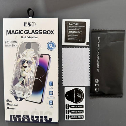 10pcs Easy Install Dust-proof Box Privacy Tempered Glass Film, For iPhone 17e / 16e / 14 / 13 Pro, For iPhone 17 Pro Max, For iPhone 17 Pro, For iPhone 17 / 16 Pro, For iPhone Air, For iPhone 16 Pro Max, For iPhone 16 Plus / 15 Plus, For iPhone 16 / 15...