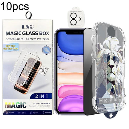 10pcs Easy Install Dust-proof Box Privacy Tempered Glass Film with Lens Film, For iPhone 11 Pro, For iPhone XS / X, For iPhone XR, For iPhone XS Max