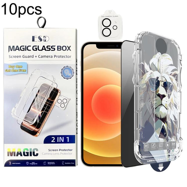 10pcs Easy Install Dust-proof Box Privacy Tempered Glass Film with Lens Film, For iPhone 17e / 16e, For iPhone 17 Pro Max, For iPhone 17 Pro, For iPhone 17, For iPhone Air, For iPhone 16 Pro Max, For iPhone 16 Pro, For iPhone 16 Plus, For iPhone 16    ...